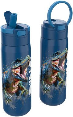 Dinosaurus  Drinkfles - RVS - blauw