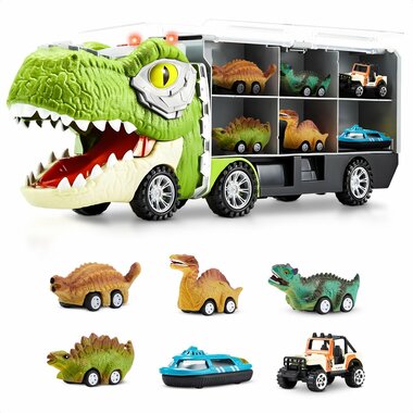 Dinosaurus Speelgoed Truck - 6 speelgoedauto's incl. lanceerglijbaan